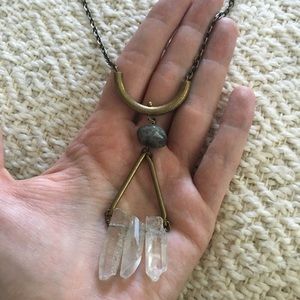 Urban Outfitters brass and crystal necklace